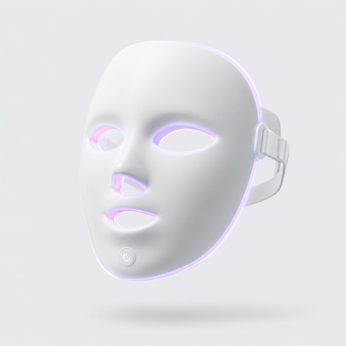 Masque LED visage 7 couleurs blanc sur fond gris clair
